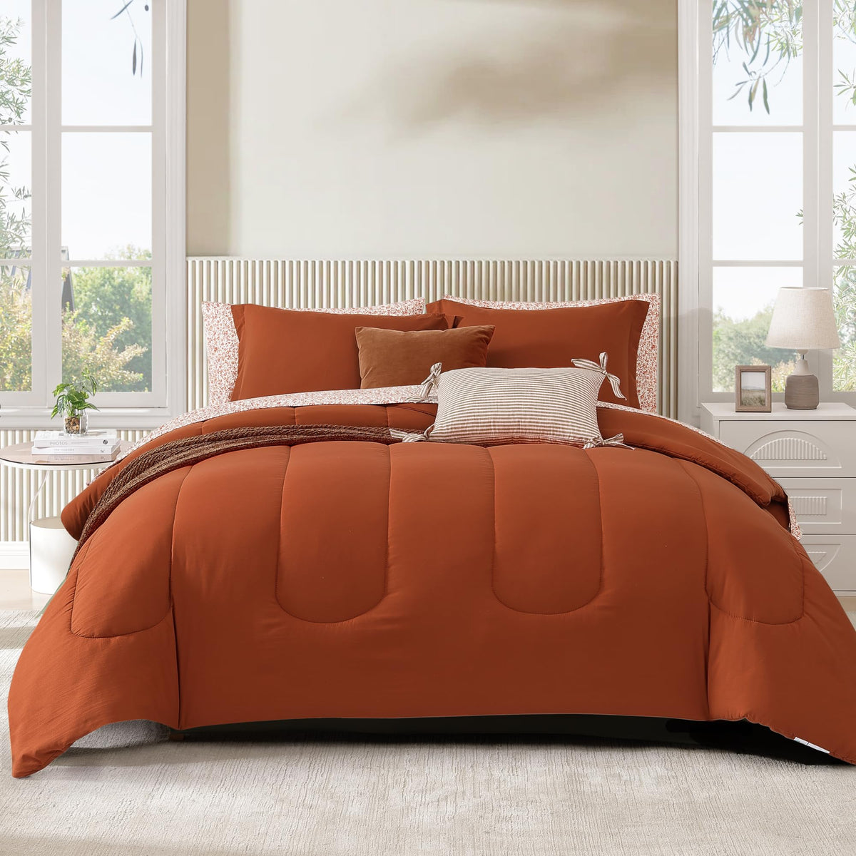 Full Size Comforter Sets-7 Pieces Sage Soft Bed in a Bag Full Bedding Sets