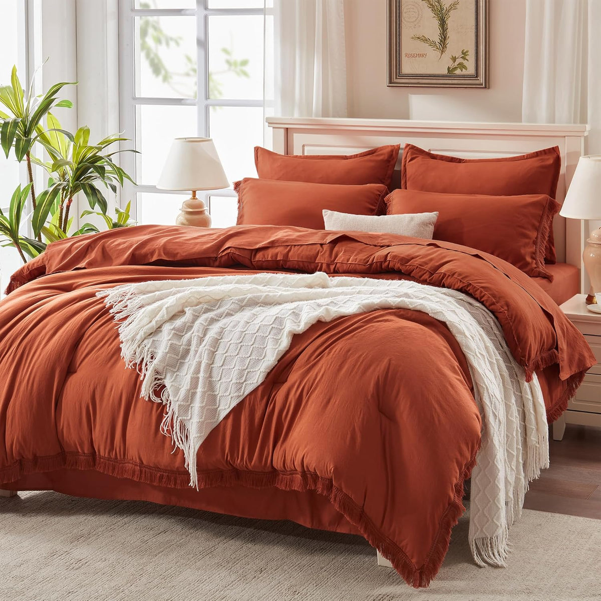 Andency King Comforter Set, 7 Pieces Beige Bedding