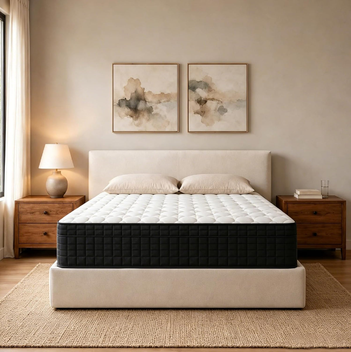 12 Inch Full Mattress in a Box, Medium Plush Feel, Pocket Coils, Fiberglass Free, Motion Isolation, Breathable Comfortable Cover, Hybrid Construction, Expanded Dimensions: 75"L x 54"W x 12"H