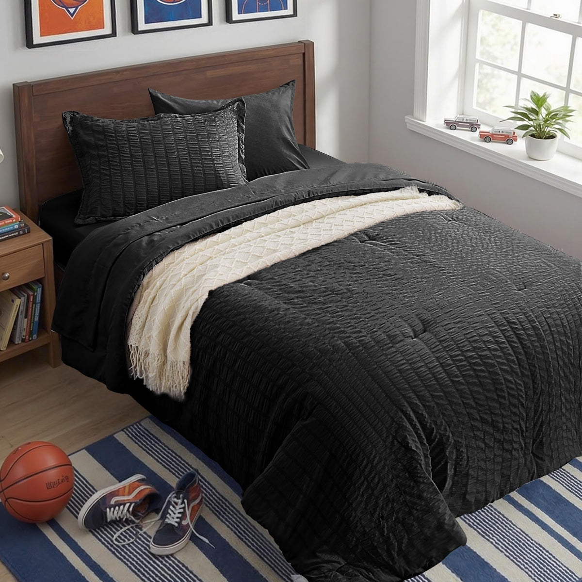 Twin Comforter Set 5 Piece, Olive Green Bed in a Bag Twin Size Bedding Sets