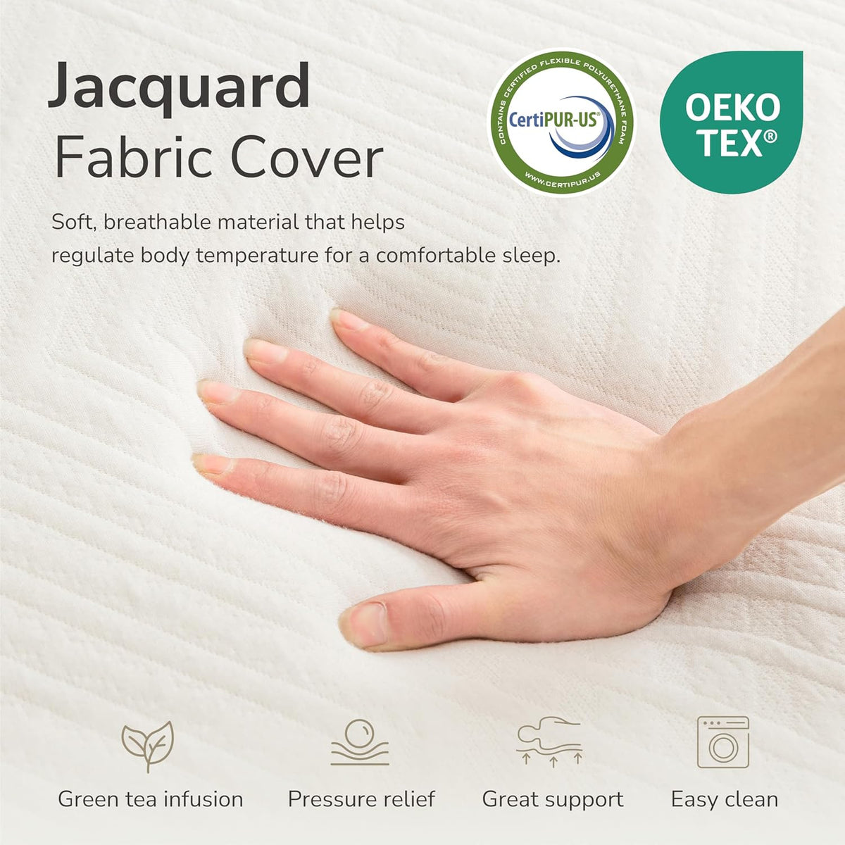 MLILY 8 Inch Full Mattress in a Box Green Tea Memory Foam Medium Firm