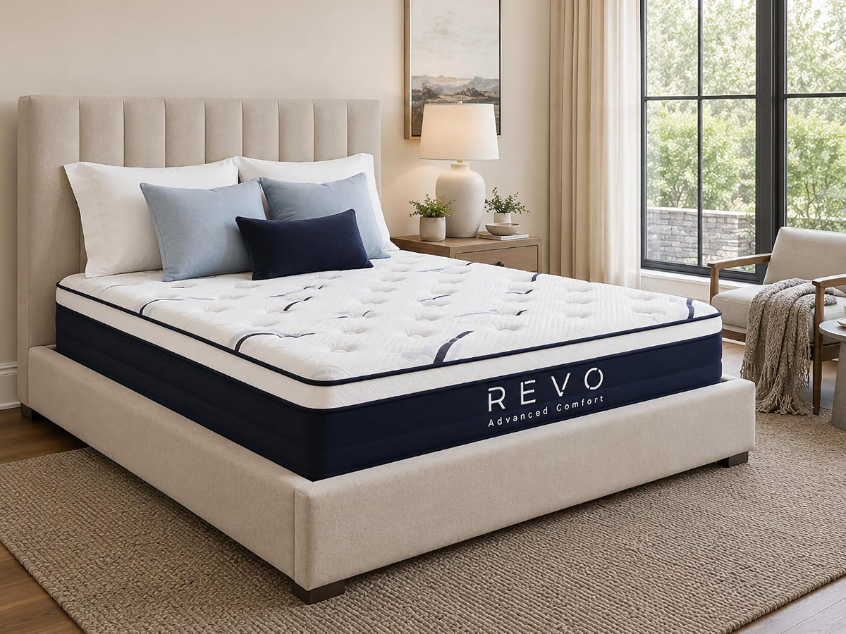 REVO Cooling Gel Memory Foam Hybrid Mattress, Cal King 12 Inch, Medium