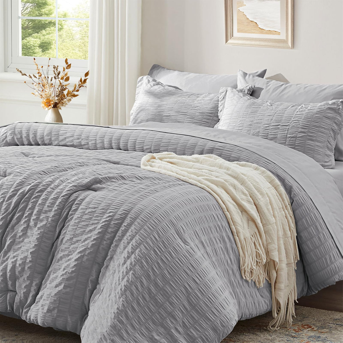 Twin Comforter Set 5 Piece, Olive Green Bed in a Bag Twin Size Bedding Sets