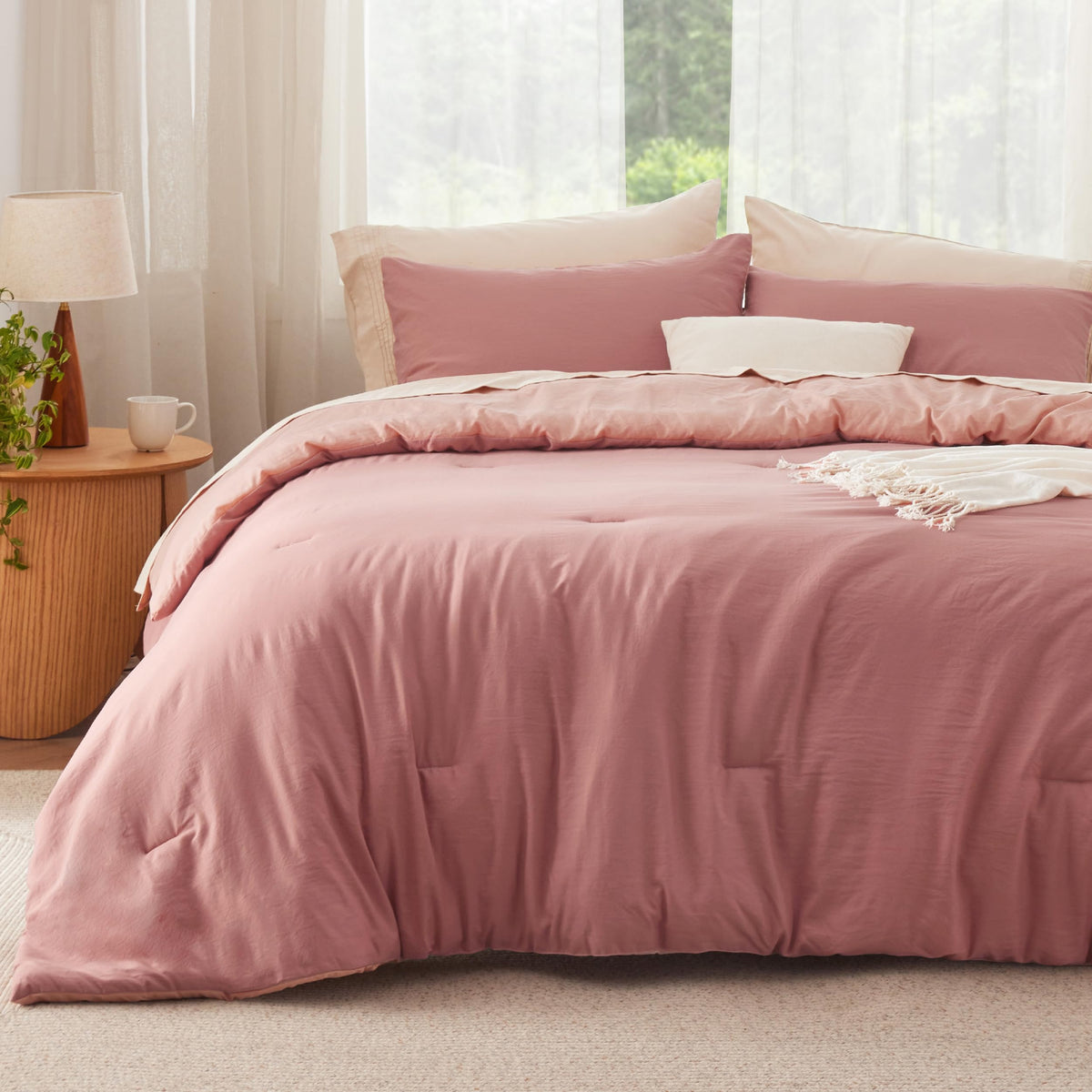 Bedsure King Comforter Set Prewashed Soft Bedding Set 3Pcs White 104"x90"