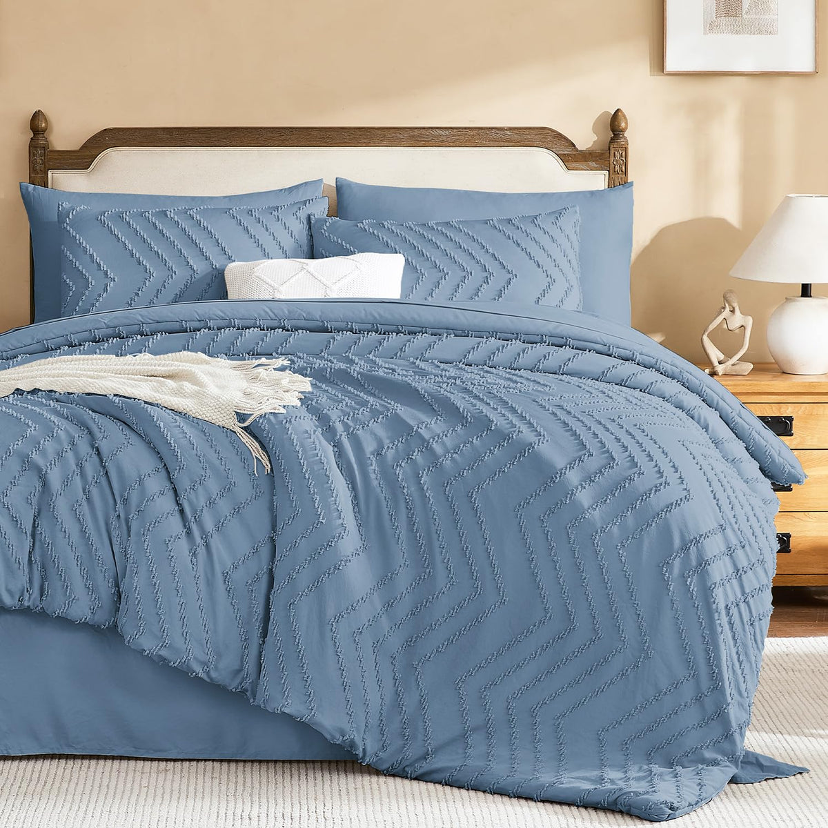 Litanika California King Comforter with Sheets, 7 Pieces Boho Bed Set