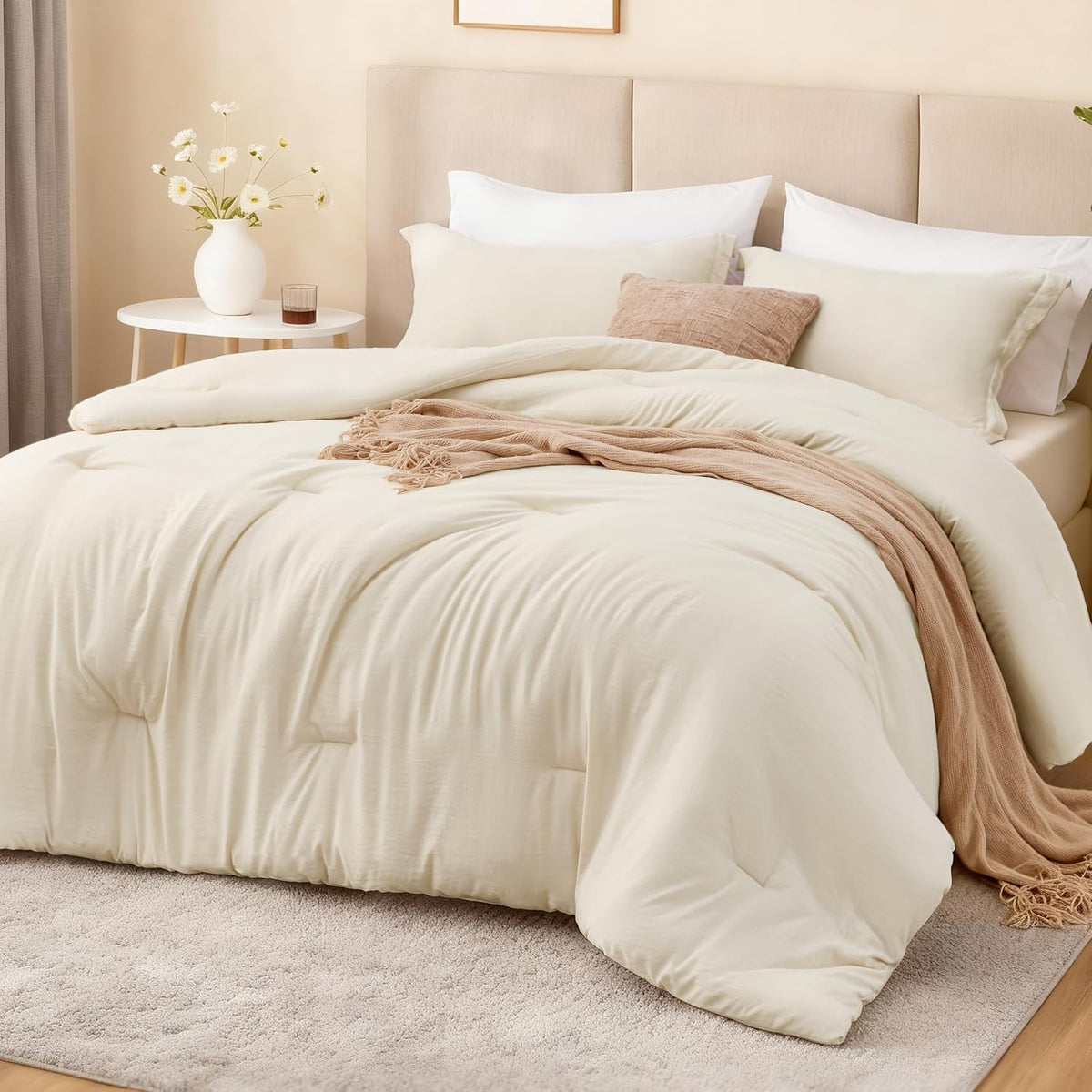 Love's cabin Beige Twin/Twin XL Comforter Set, 2-Piece Prewashed Bed Set