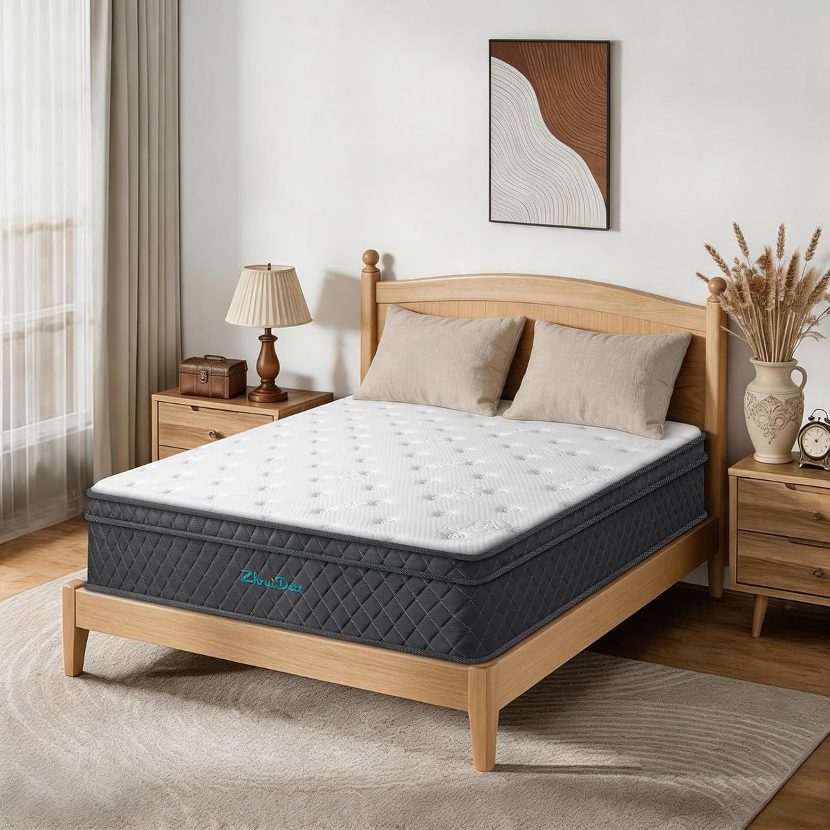 Queen Mattress 12 Inch Queen Size Mattress Medium Firm Hybrid Mattresses Memory Foam Pocket Springs Queen Bed Matress in a Box for All Sleeping Positions Motion Isolation Comfortable Sleep