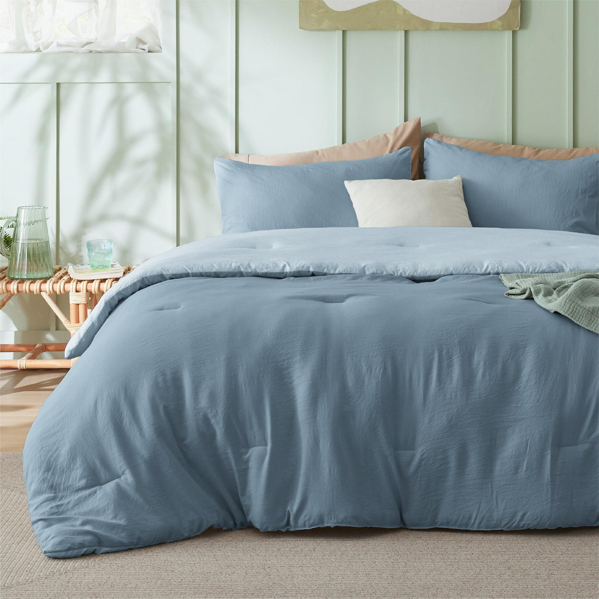 Bedsure King Comforter Set Prewashed Soft Bedding Set 3Pcs White 104"x90"