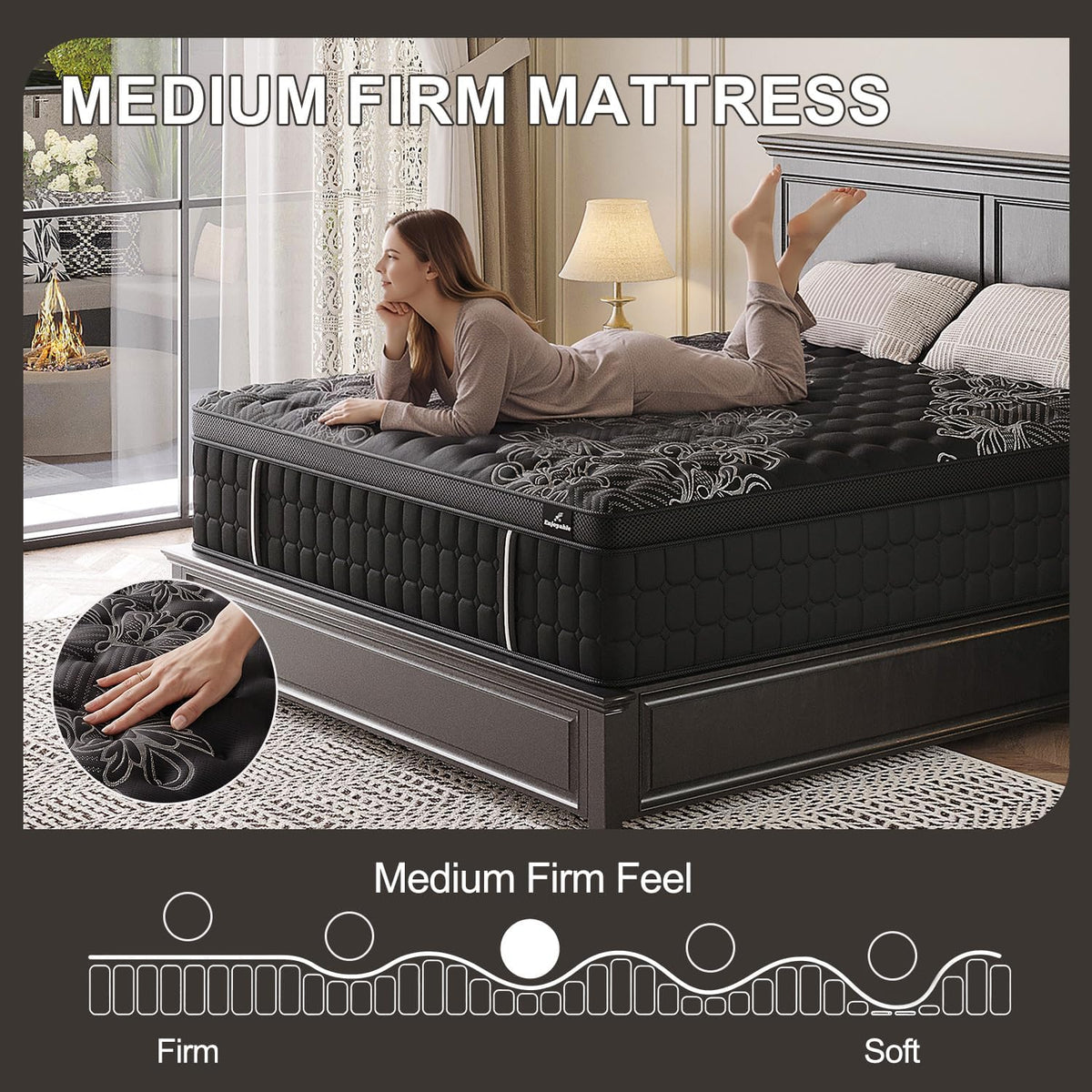 Queen Mattress 14 Inch Hybrid, Cooling-Gel Foam & Pocket Springs, Medium Firm with Edge Support – 365-Night Trial, Bed in a Box