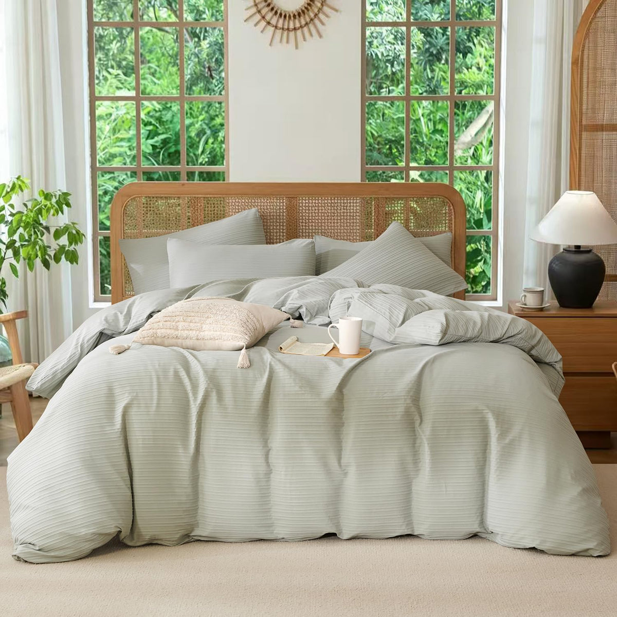 Black Grid Comforter Set Queen Soft Luxury Washed Microfiber 3 Pieces Bedding Set, White Grey Grid Pattern Comforter with 2 Pillowcases Breathable Durable Comfy