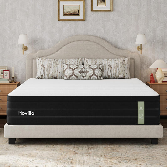 Novilla King Mattress 14 Inch, Cooling Hybrid Mattress with Upgraded Coils