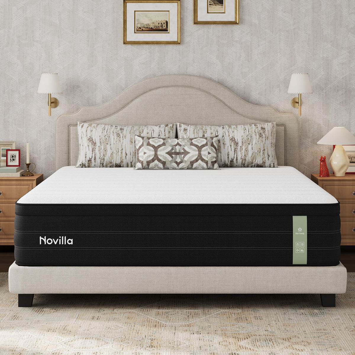 Novilla King Mattress 14 Inch, Cooling Hybrid Mattress with Upgraded Coils