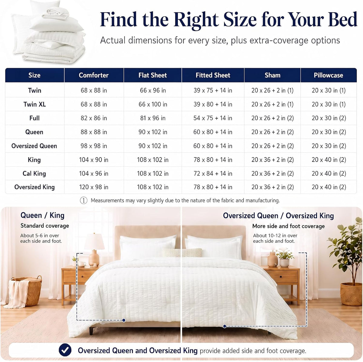CozyLux Queen Comforter Set, 7 Pieces White Seersucker Bed in a Bag