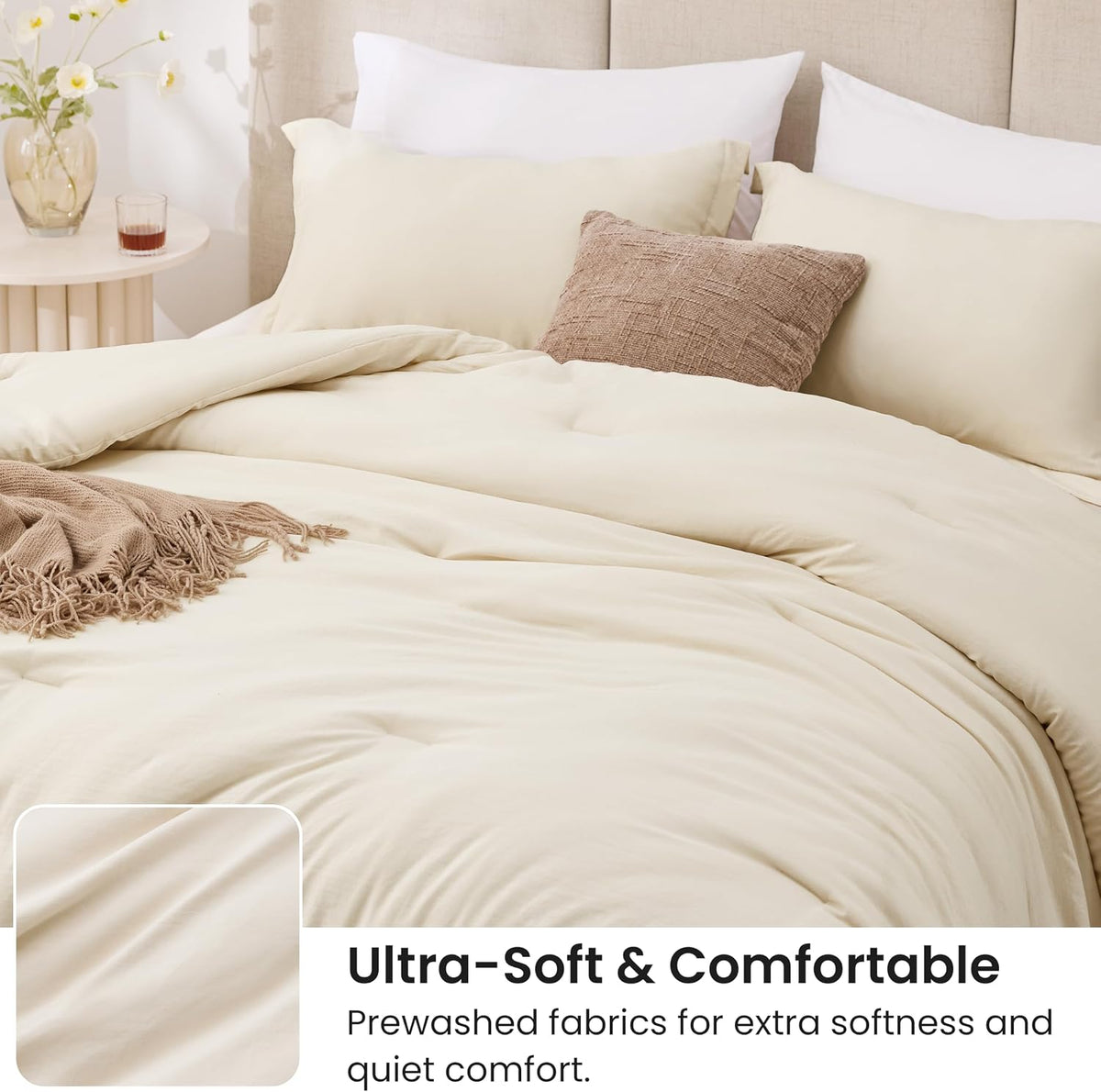 Love's cabin Beige Twin/Twin XL Comforter Set, 2-Piece Prewashed Bed Set