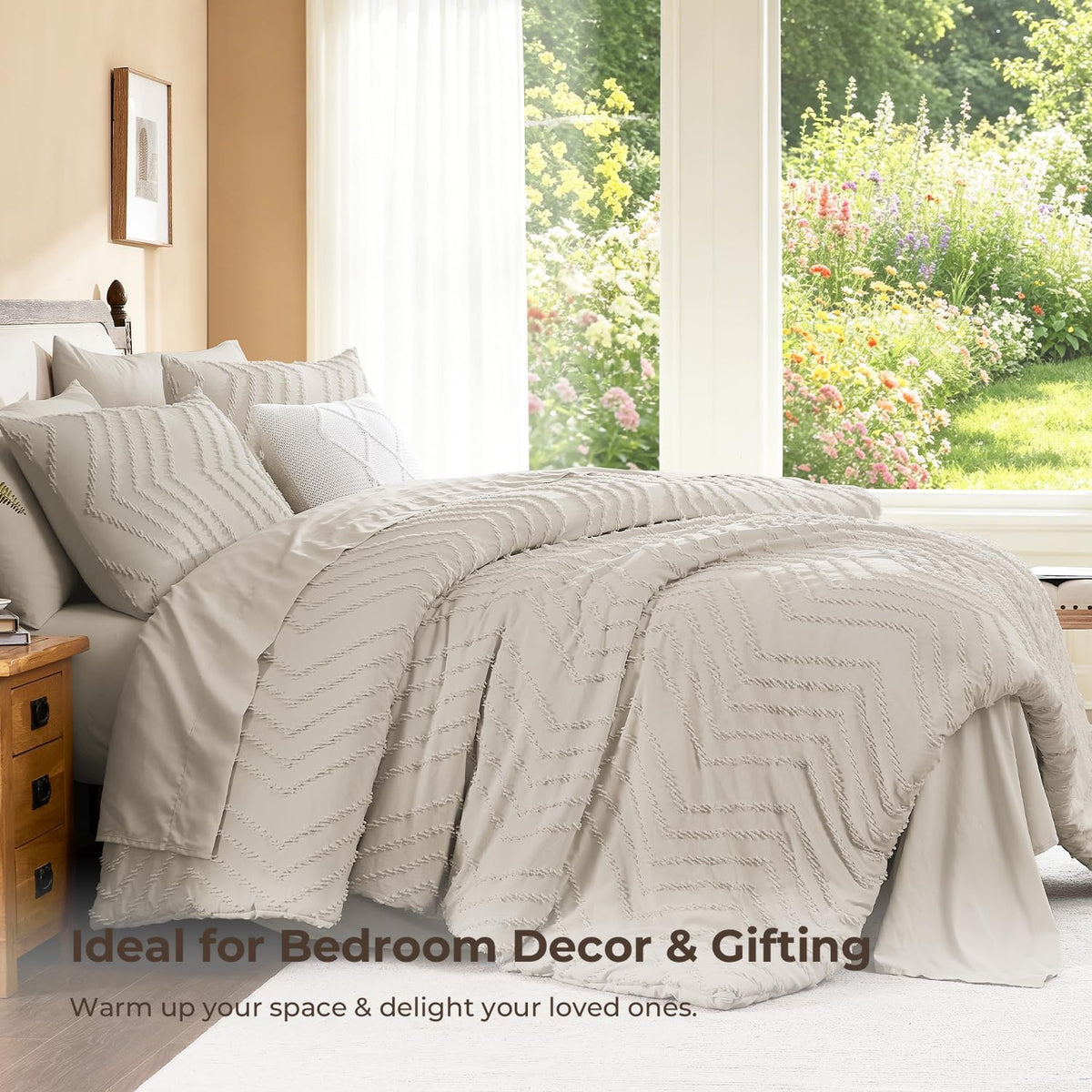 Litanika California King Comforter with Sheets, 7 Pieces Boho Bed Set