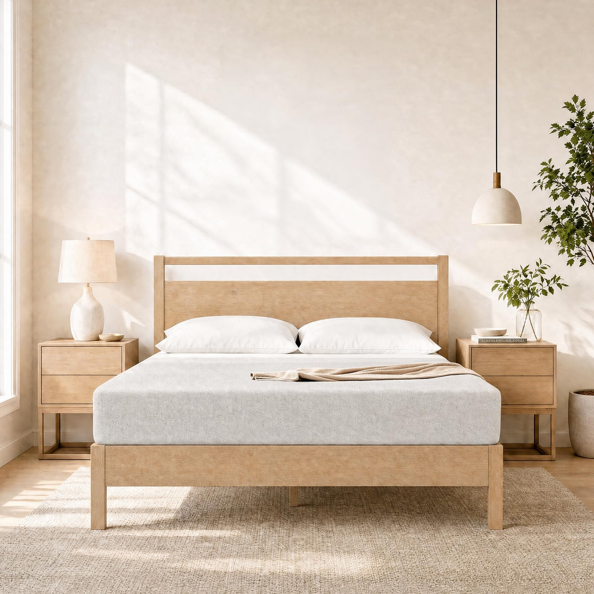 LIFEMENT 6 Inch Queen Mattress, Bamboo Cover Memory Foam Bed in a Box