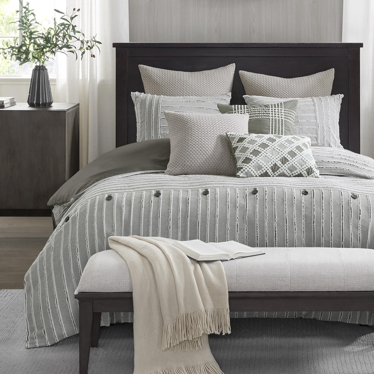 Madison Park Farmhouse King Cotton Comforter Set with Removable Cover, 9pc