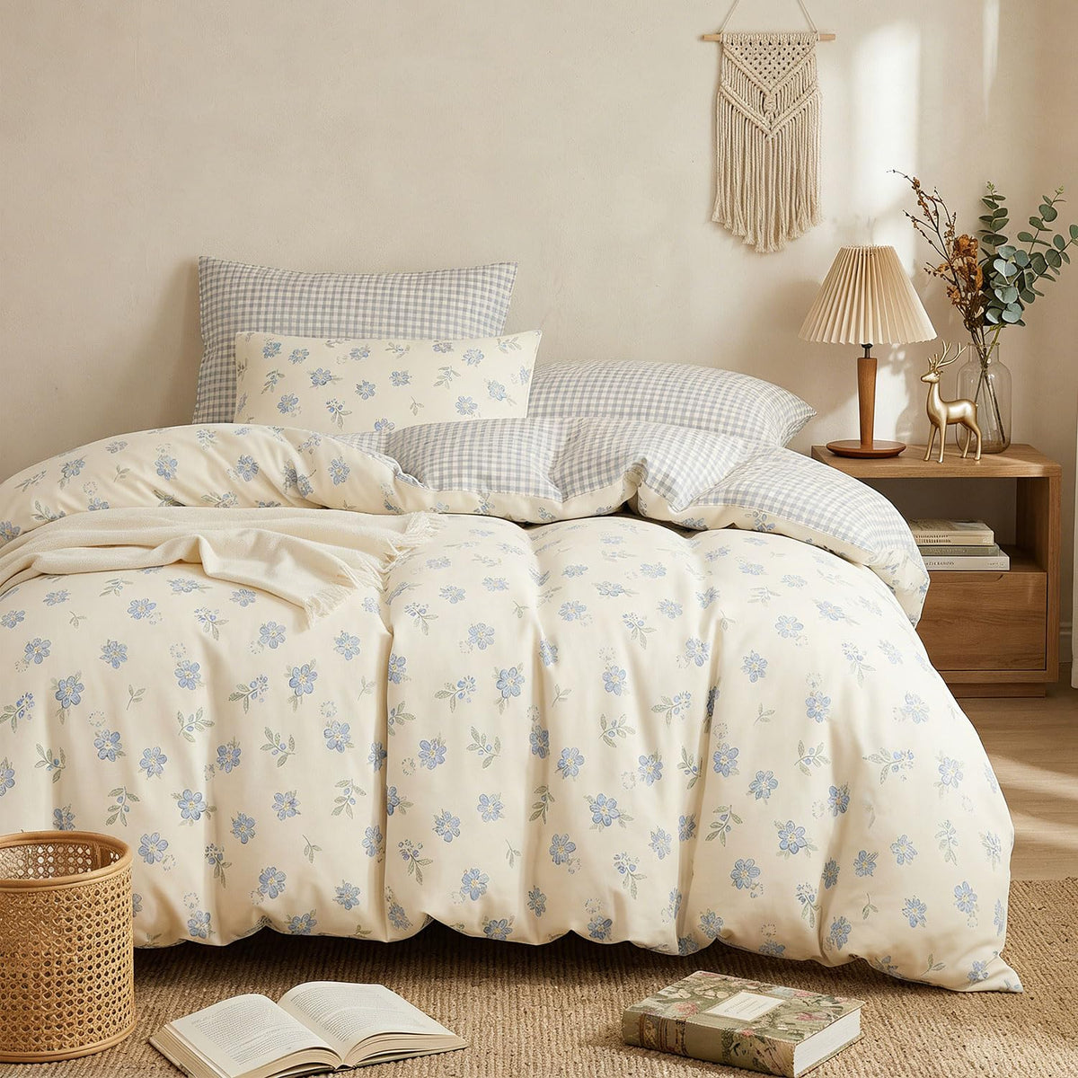 Floral Comforter Set Full Size Pink Bedding Sets for All Season