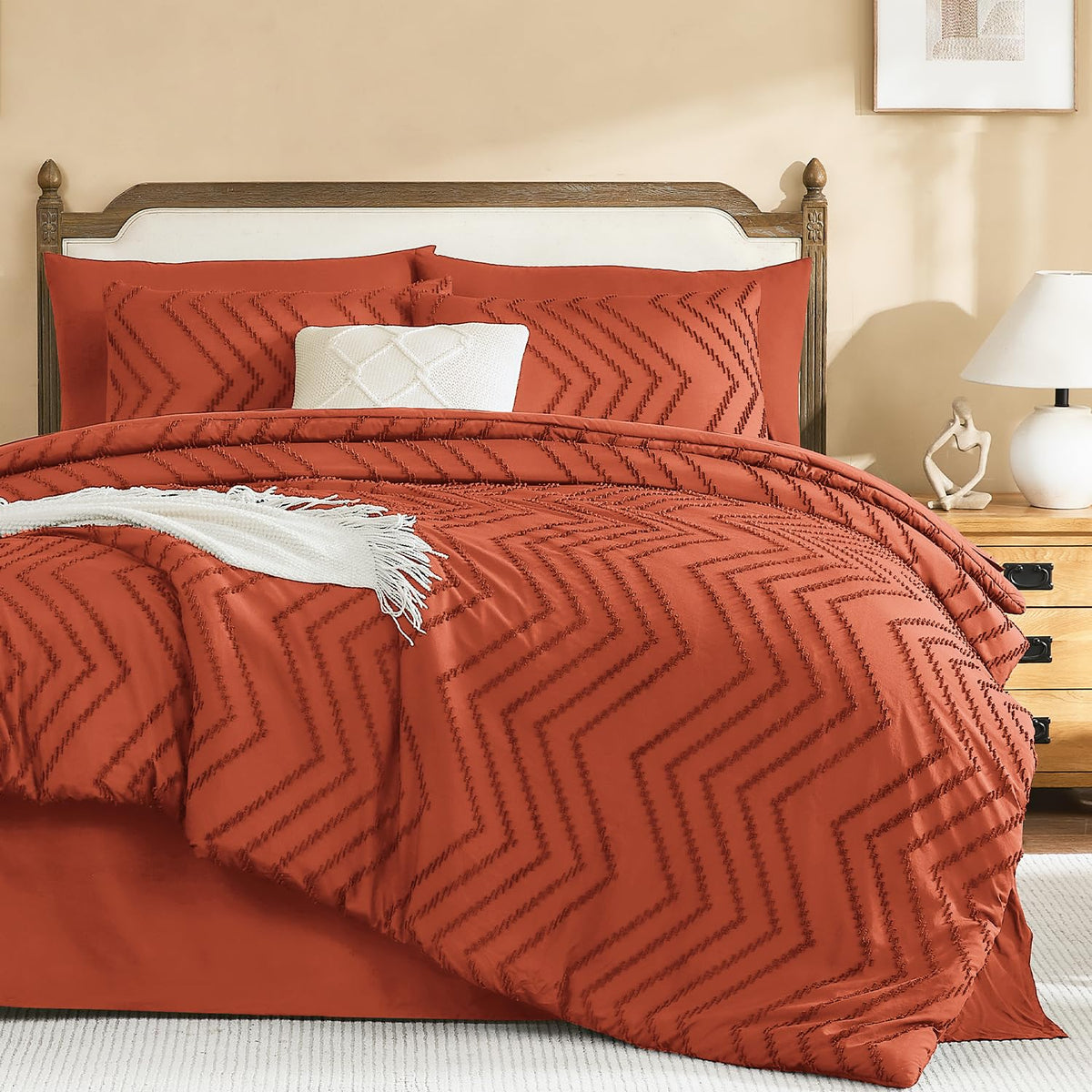 Litanika California King Comforter with Sheets, 7 Pieces Boho Bed Set