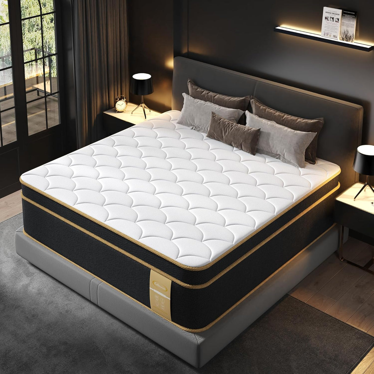 LETMOON King Mattress 16 Inch, Hotel-Level Luxury Hybrid Mattress King Size Bed in a Box, Cooling Gel Memory Foam & 7-Zone Support Pocket Springs, Relieve Back & Hip Pain, Fiberglass-Free, CertiPUR-US
