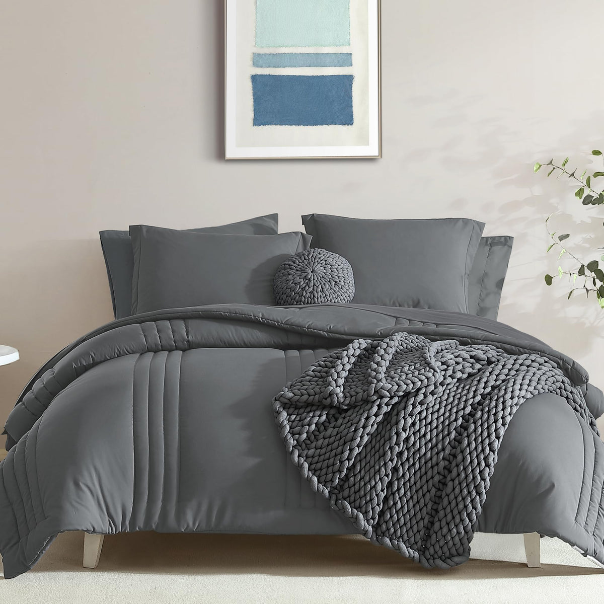 Full Size Comforter Sets-7 Pieces Sage Soft Bed in a Bag Full Bedding Sets