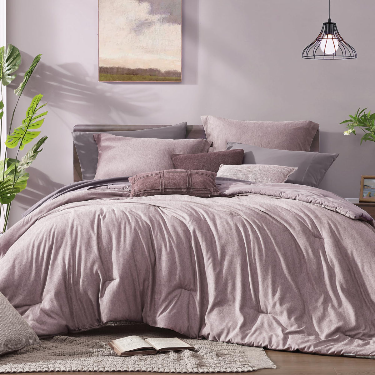 Monbix Queen Comforter Set 7 Pieces Cationic Green Bed in a Bag