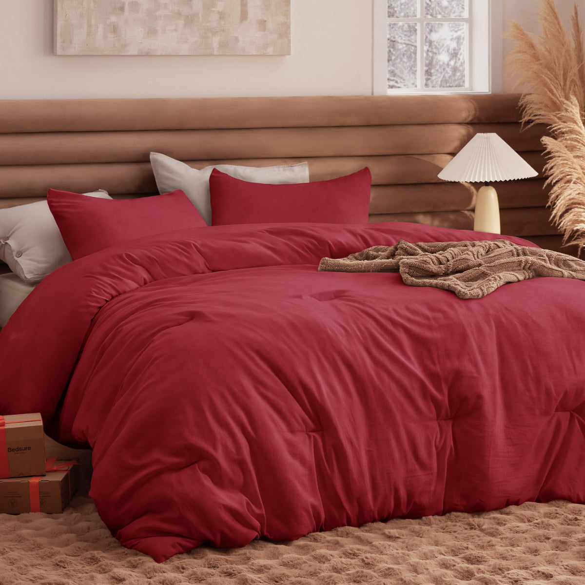 Bedsure King Comforter Set Prewashed Soft Bedding Set 3Pcs White 104"x90"