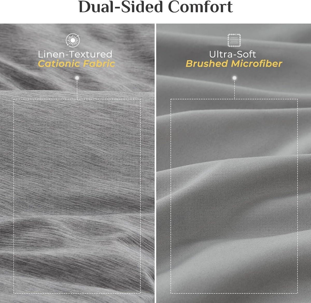 JOLLYVOGUE Grey Queen Comforter Set, Cationic Dyeing Bed in a Bag Queen 7 Pieces, Double-Tone Bedding Set with Down Alternative Comforter, Sheets, Pillowcases & Shams