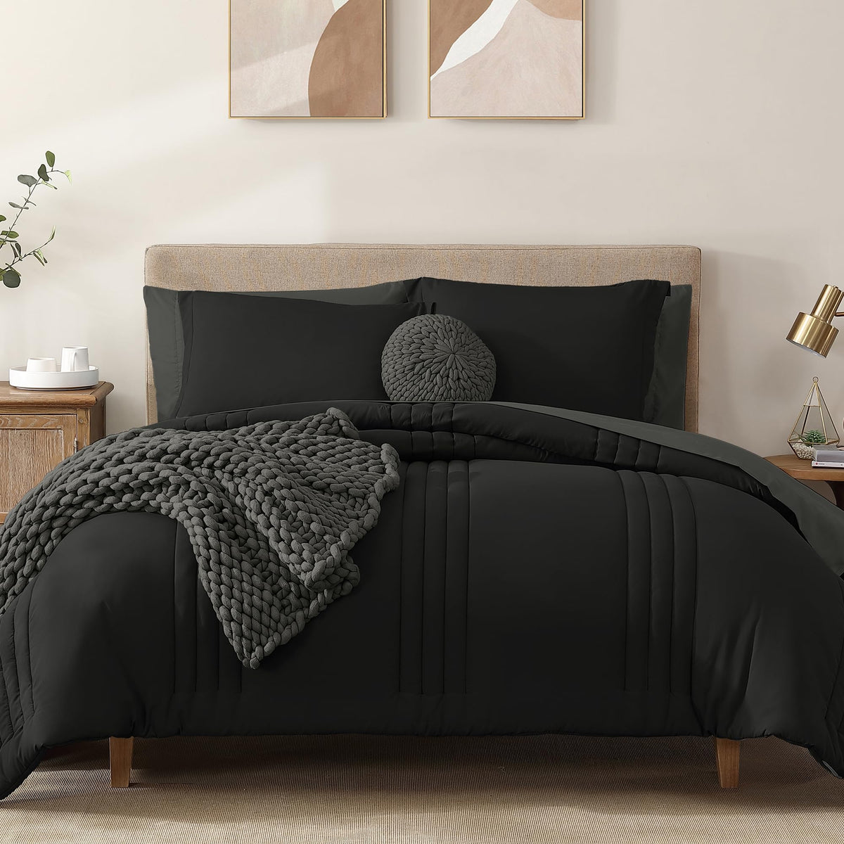 Full Size Comforter Sets-7 Pieces Sage Soft Bed in a Bag Full Bedding Sets