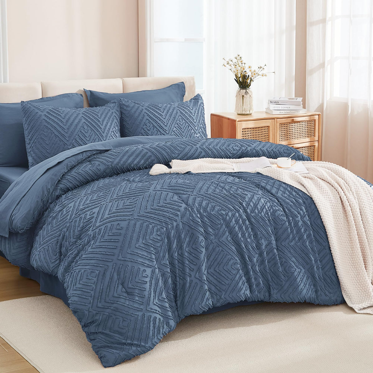 Andency King Size Comforter Set, Dark Emerald Green, 7 Pieces