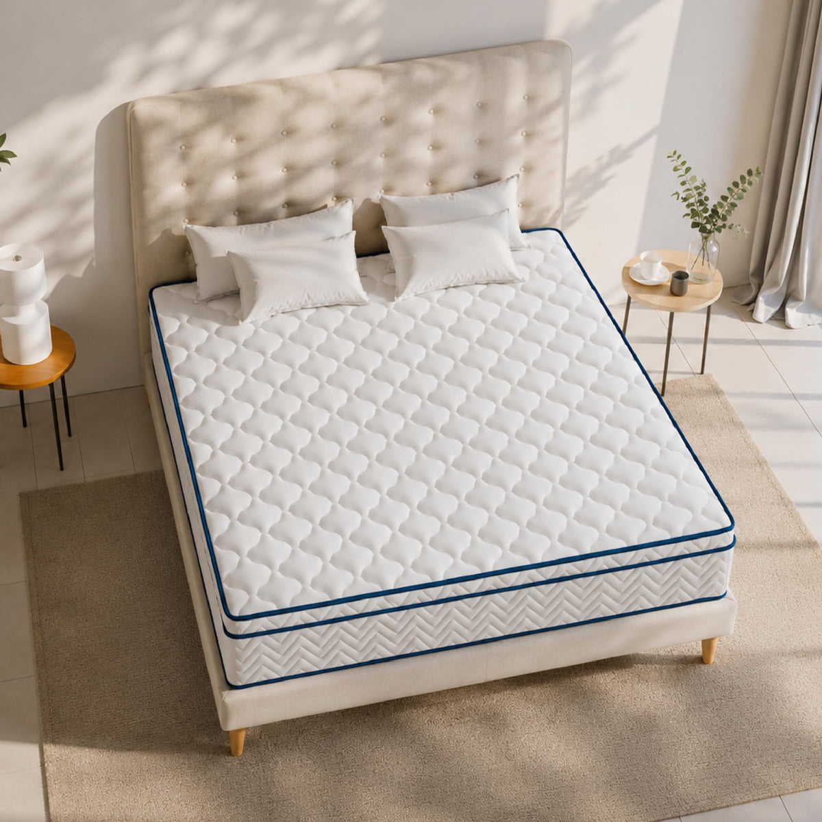 12 Inch Queen Size Mattress, Plush Hybrid Mattress in a Box, Individual Pocket Coils for Pressure Relief, CertiPUR‑US Certified, Vacuum‑Compressed, Fits Queen Bed Frame, Dimensions: 60" x 80"