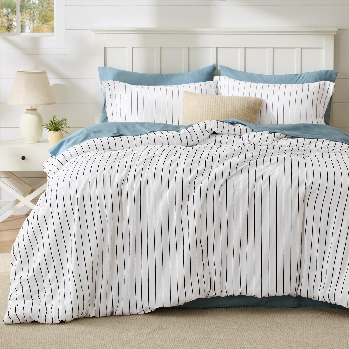 Bedsure Brown Gingham Comforter Set Queen Size, Soft Fall Bedding 3 pcs