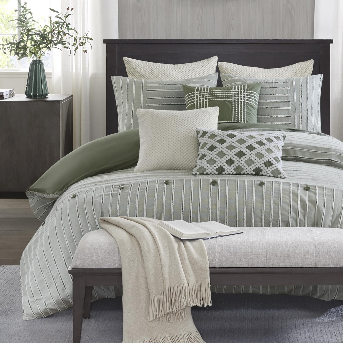 Madison Park Farmhouse King Cotton Comforter Set with Removable Cover, 9pc