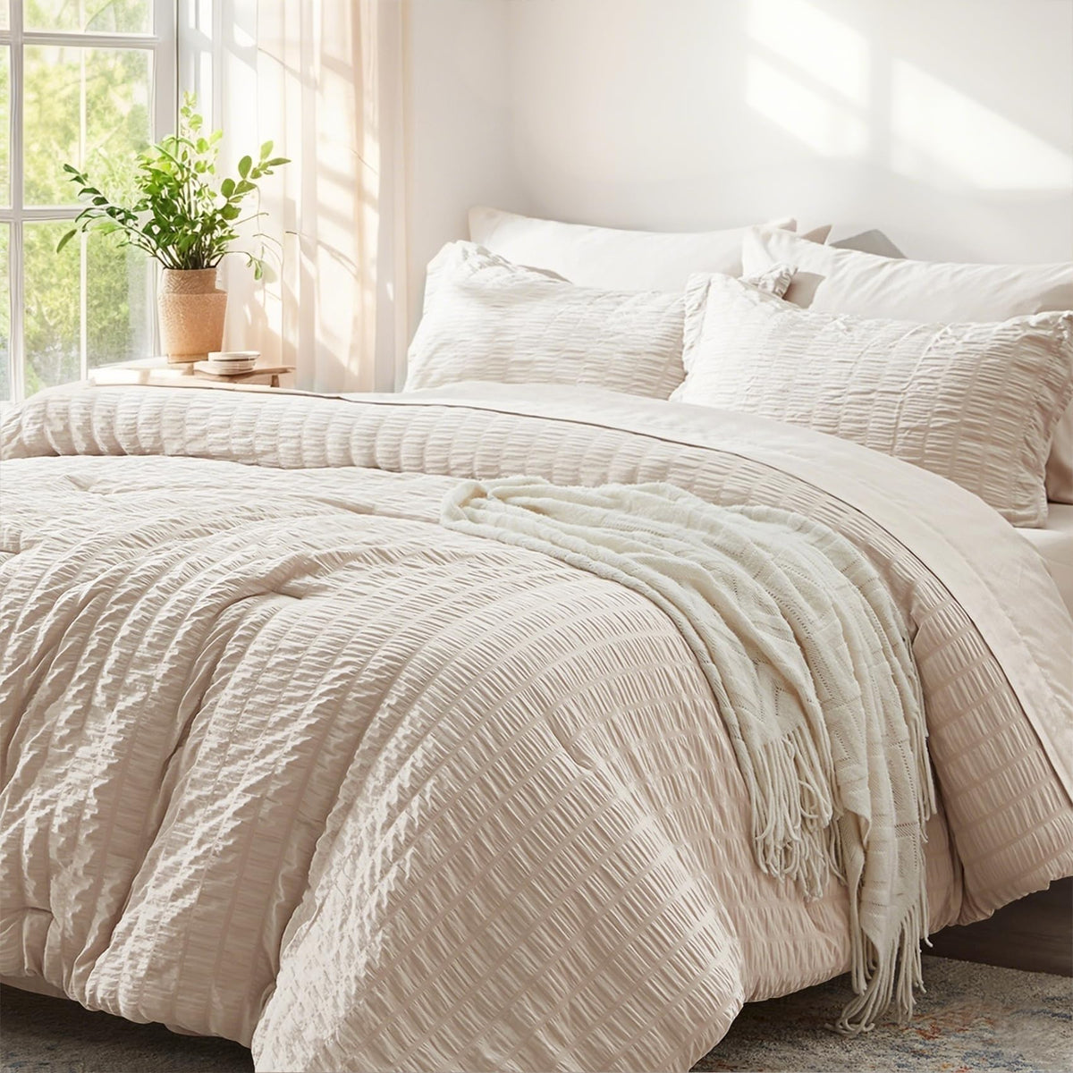 Twin Comforter Set 5 Piece, Olive Green Bed in a Bag Twin Size Bedding Sets