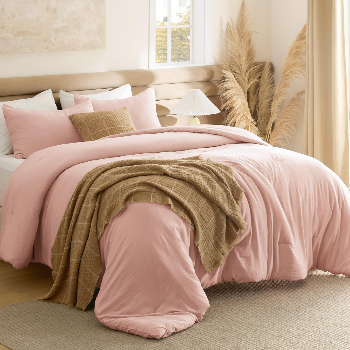 Bedsure King Comforter Set Prewashed Soft Bedding Set 3Pcs White 104"x90"