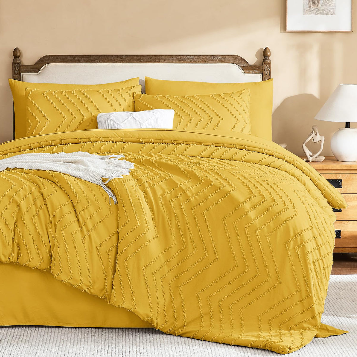 Litanika California King Comforter with Sheets, 7 Pieces Boho Bed Set