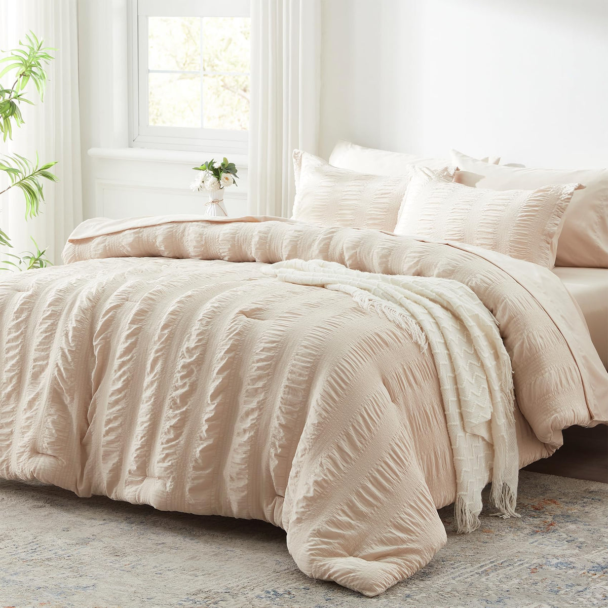 Twin Comforter Set 5 Piece, Olive Green Bed in a Bag Twin Size Bedding Sets