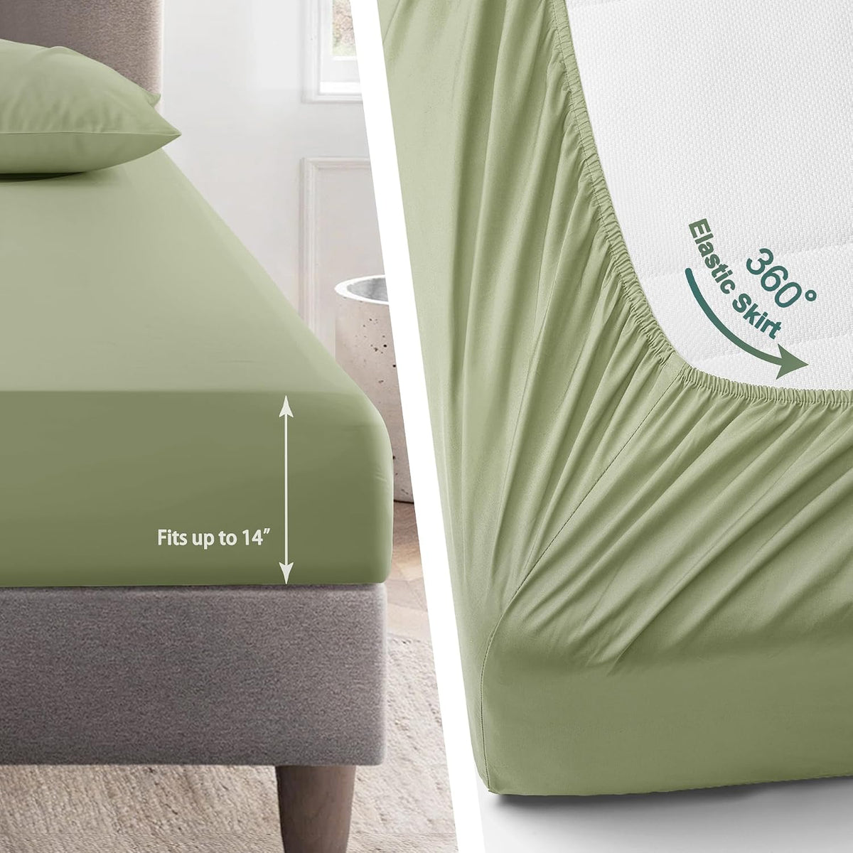 Oli Anderson King Comforter Set, 7 Pieces Bed in a Bag, Light Green
