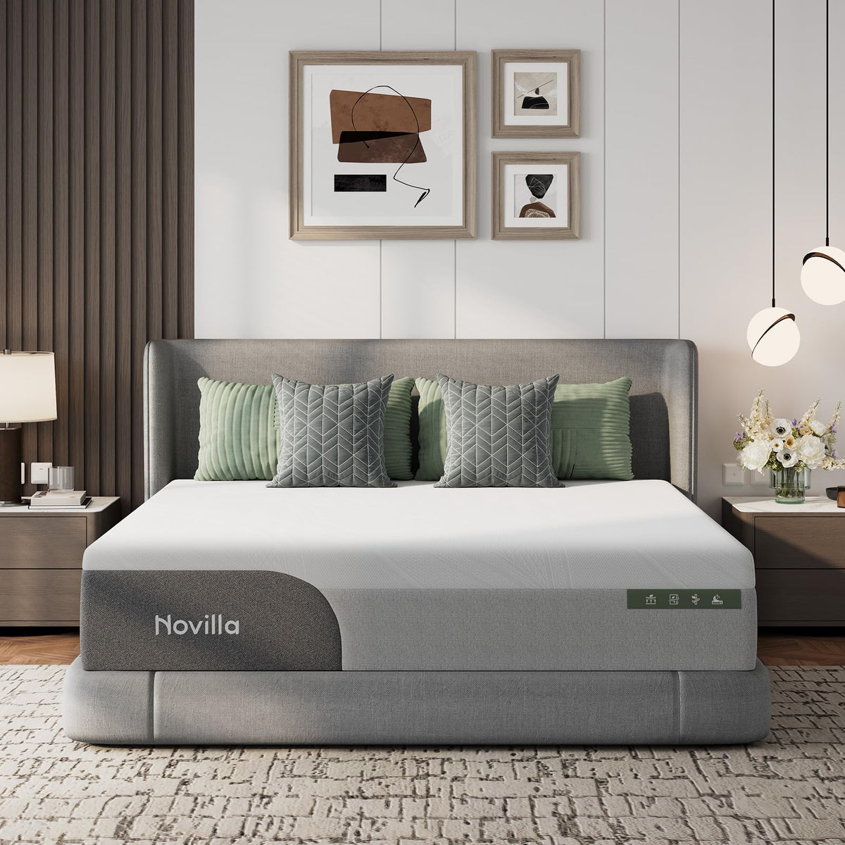 Novilla Bliss Cooling King Mattress, 12 Inch Gel-Infused Memory Foam