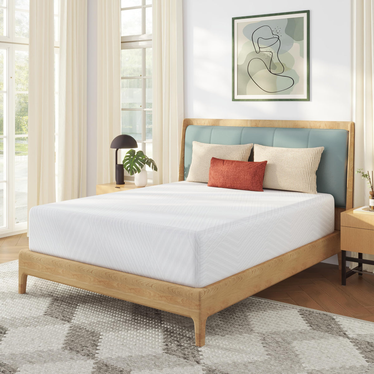 MLILY 8 Inch Full Mattress in a Box Green Tea Memory Foam Medium Firm