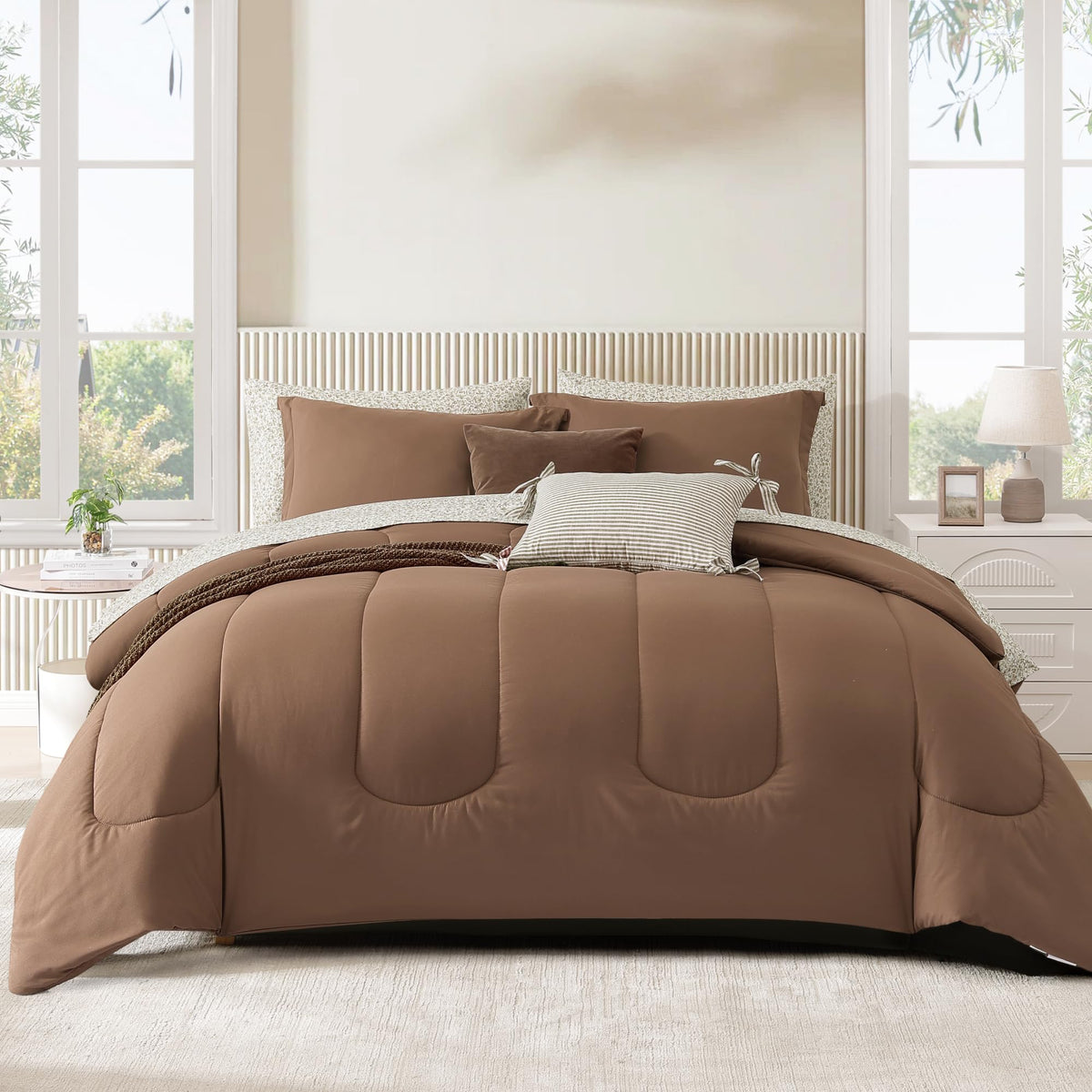 Full Size Comforter Sets-7 Pieces Sage Soft Bed in a Bag Full Bedding Sets