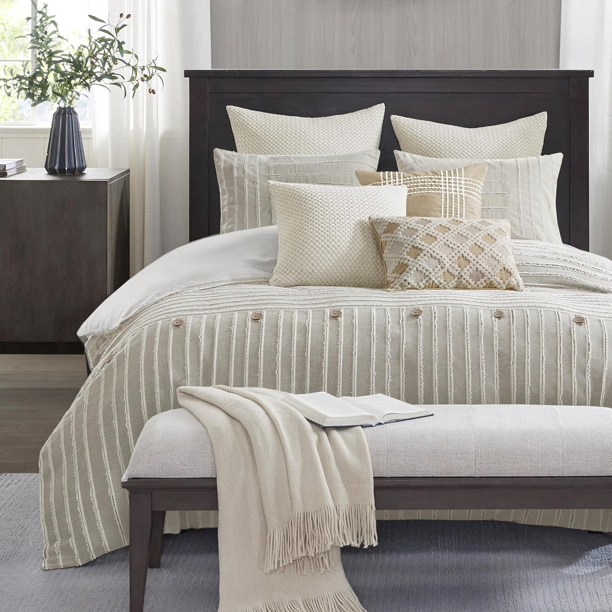 Madison Park Farmhouse King Cotton Comforter Set with Removable Cover, 9pc