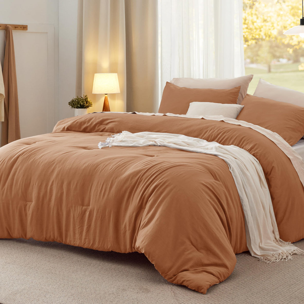 Bedsure King Comforter Set Prewashed Soft Bedding Set 3Pcs White 104"x90"