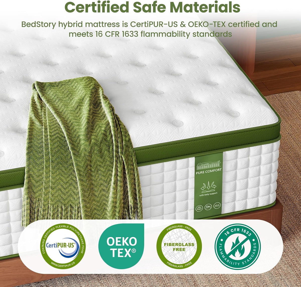 14 Inch Queen Size Mattress, Luxury Hybrid Mattress for Zoned Support