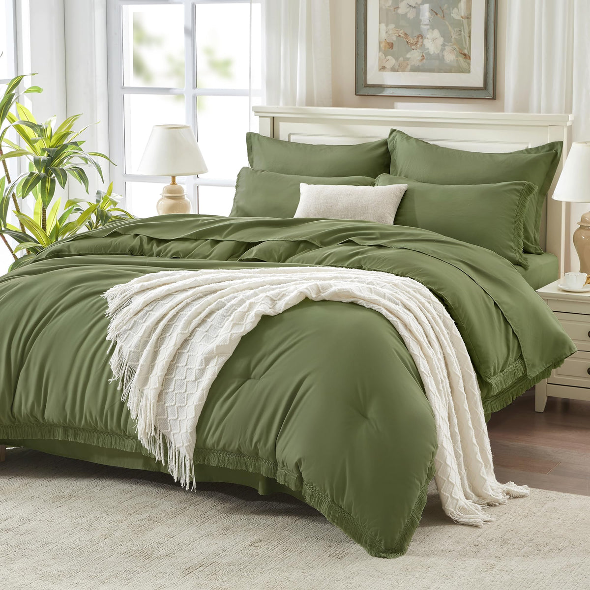 Andency King Comforter Set, 7 Pieces Beige Bedding