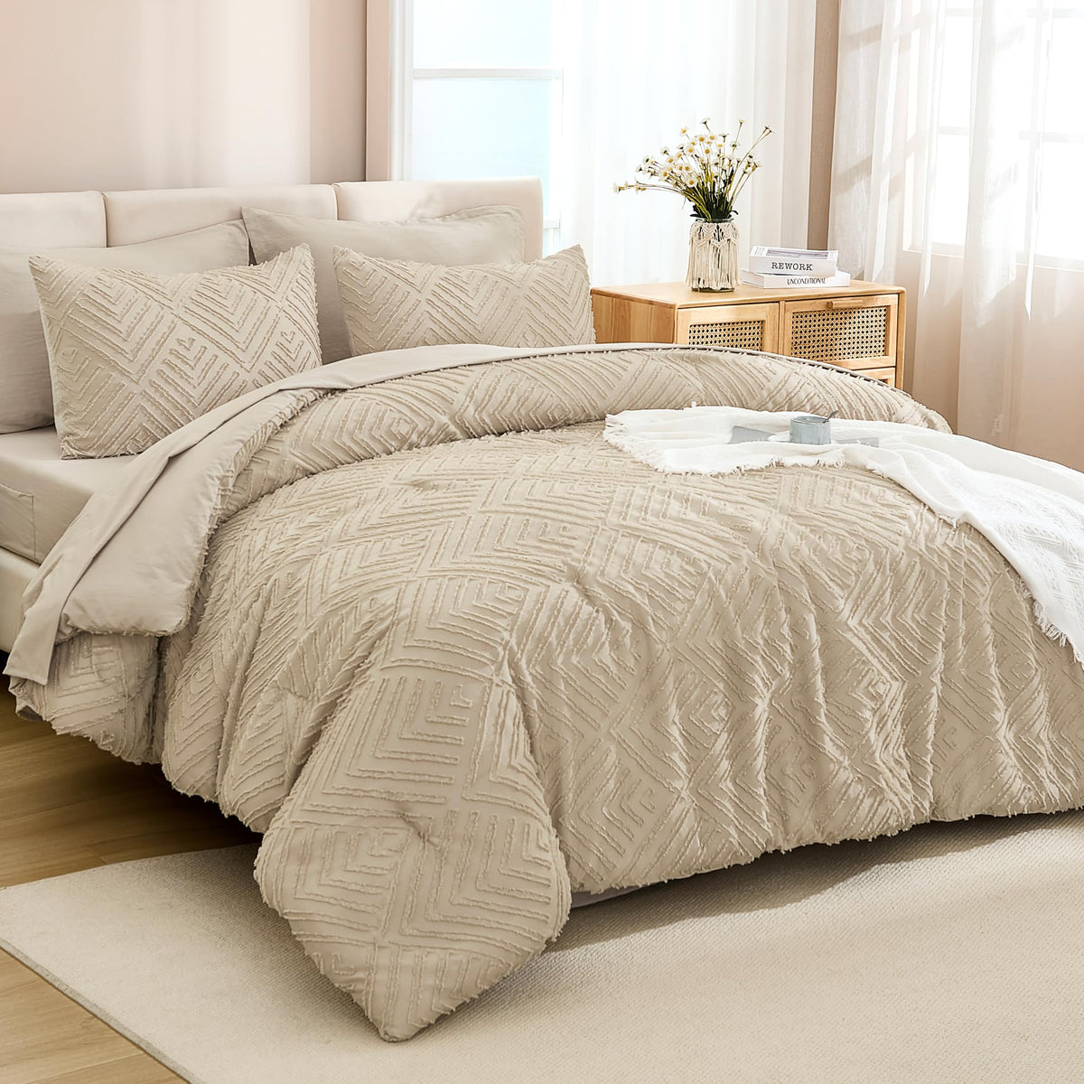 Andency King Size Comforter Set, Dark Emerald Green, 7 Pieces