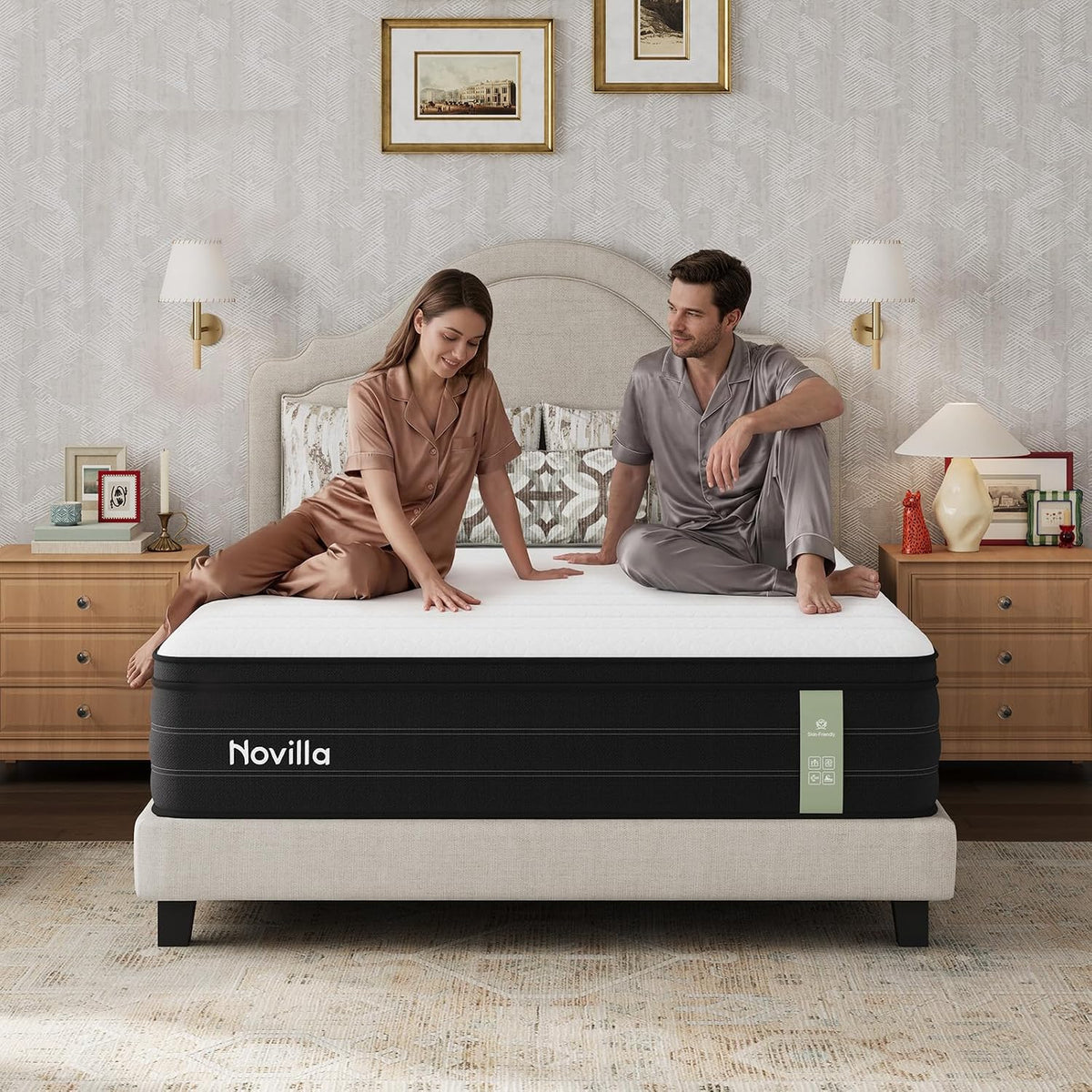Novilla King Mattress 14 Inch, Cooling Hybrid Mattress with Upgraded Coils