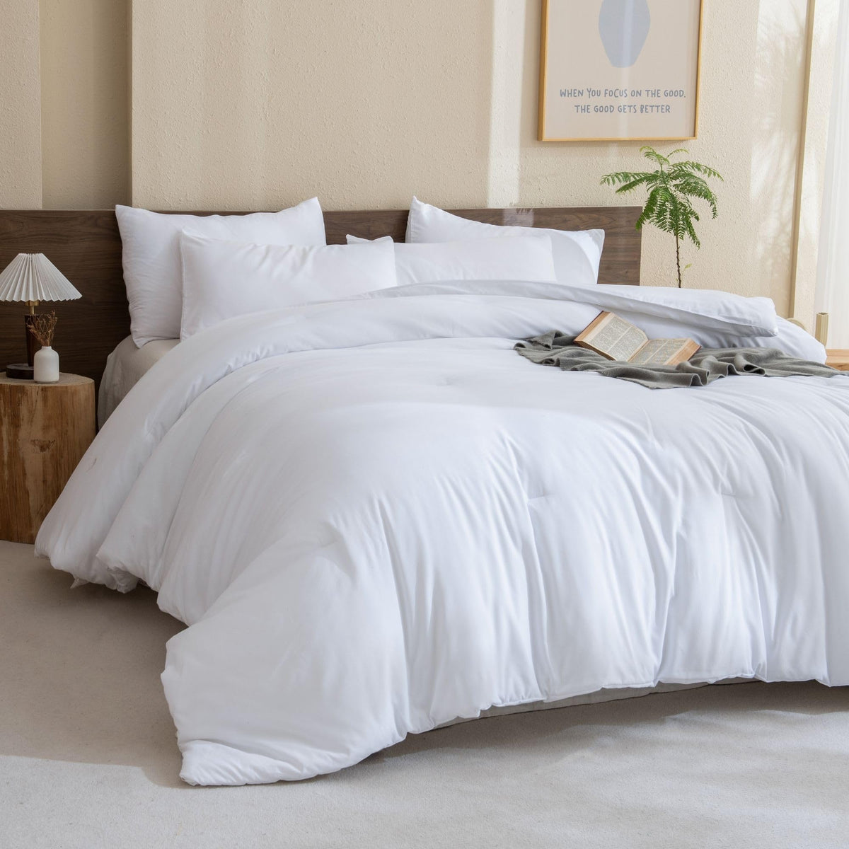 Paxrac Earthy Brown Comforter Queen Size, Neutral 3 Pieces Comforter Set, Lightweight Solid Bedding Set, All Seasons Soft Fluffy Queen Comforter Set (90x90In Comforter & 2 Pillowcases)