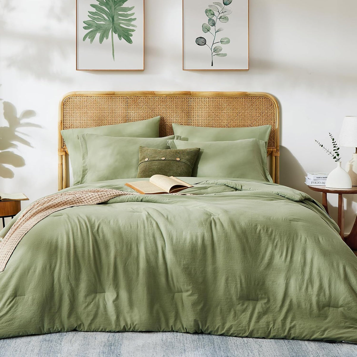 Queen Comforter Set-7 Pieces Soft Prewashed Bed in a Bag Queen Bedding Sets