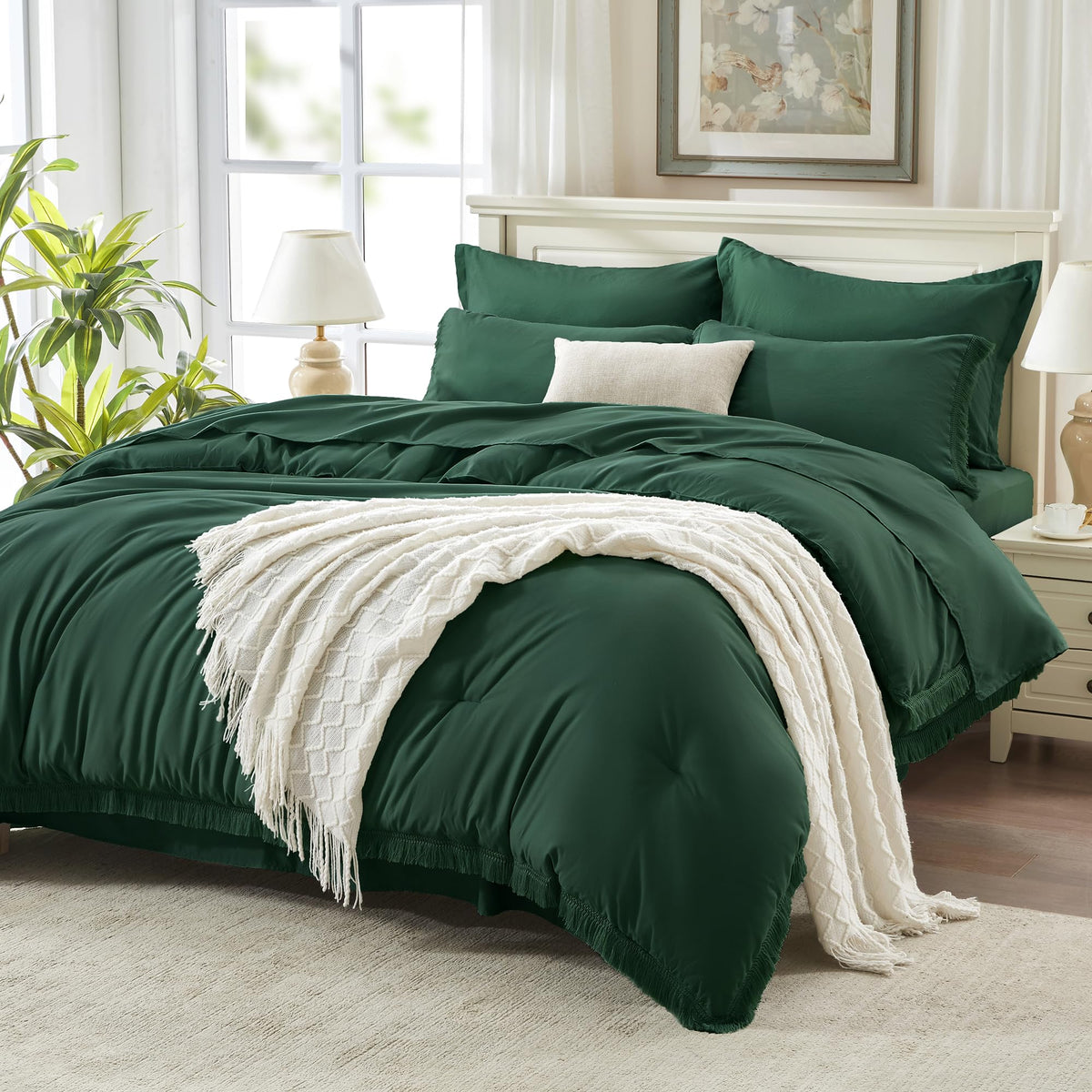 Andency King Comforter Set, 7 Pieces Beige Bedding